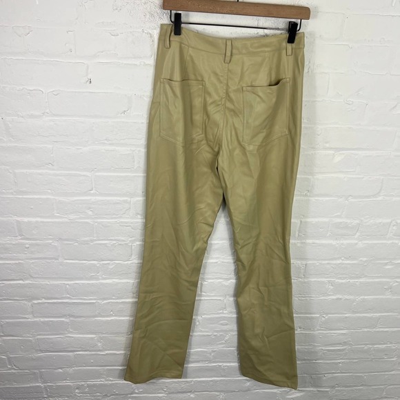 We Wore What Women's Faux Leather Kick Flare Jeans Oat Yellow Size 29 NWT - Picture 5 of 6